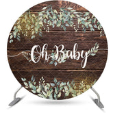 Aperturee - Oh Baby Greenery Wood Round Gender Reveal Backdrop